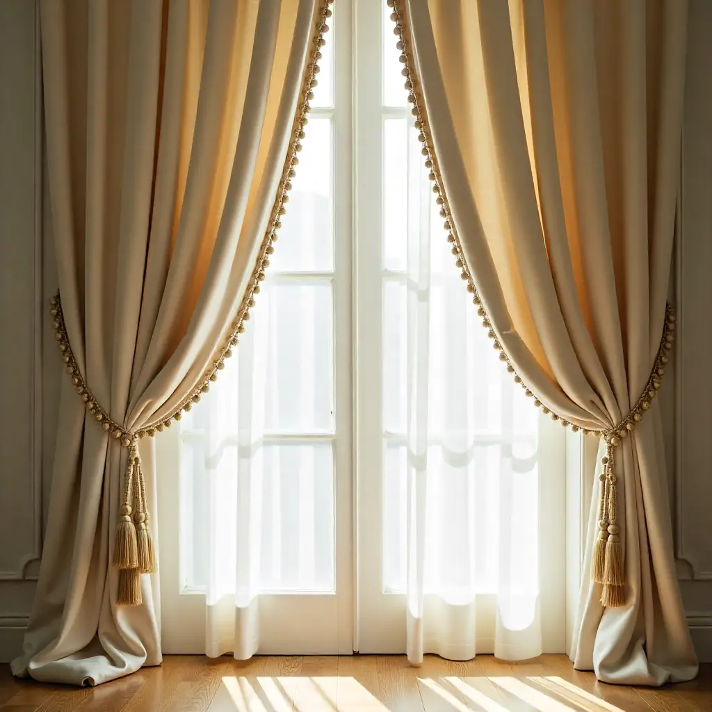 Elegant curtains with decorative draping